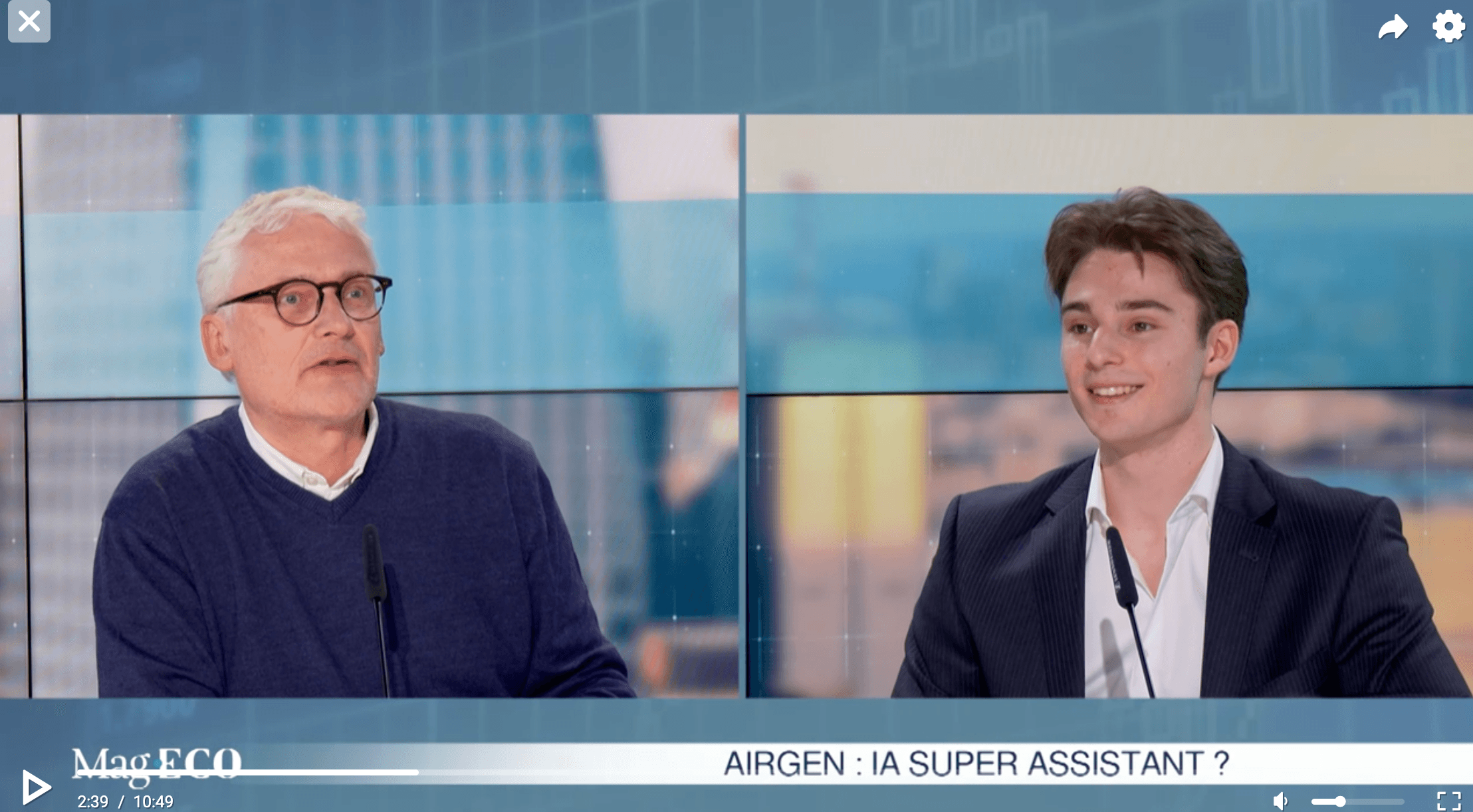 Maxime Schifflers sur le plateau de Mag Éco (LN24), face à Pierre-François Lovens