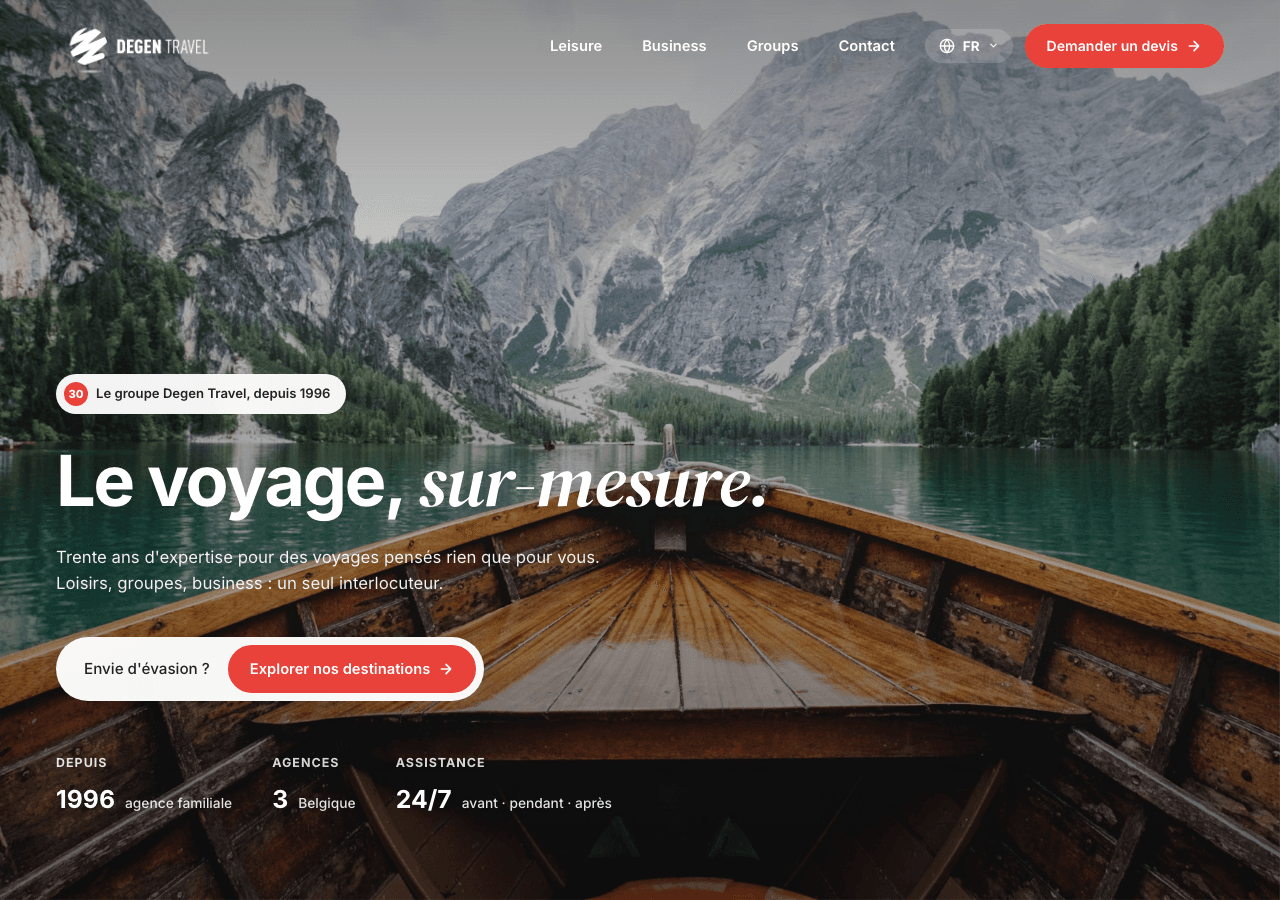 Site de l'agence de voyage Degen Travel